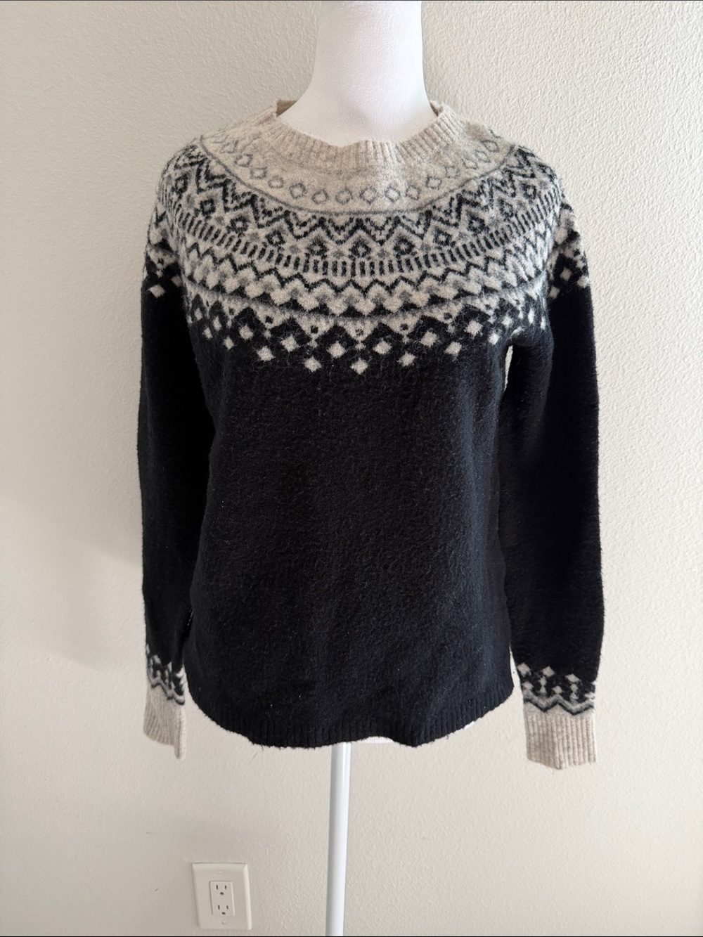Joie Black and Cream Nordic Yoke Sweater - Women's